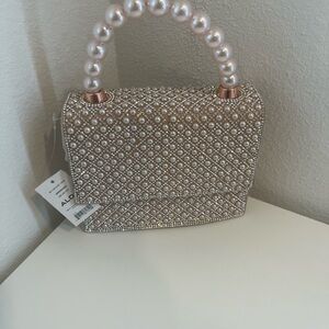 Aldo Jereranna Rhinestone Pearl Pink Clutch Bag